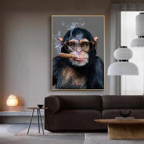 Affiche Singe Gorille Fumer moderne pour un salon au style industriel