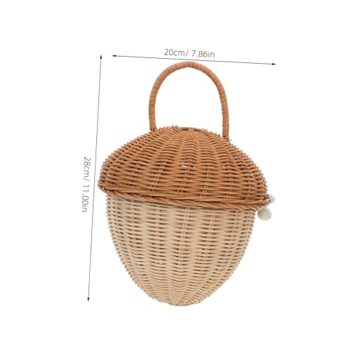 Corbeille à couvercle rustique en rotin et panier de rangement - 3