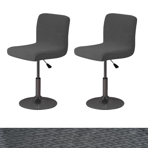 LAGAHS Stuhlhussen 2er Set, Dunkelgrau Stretch und Abnehmbar Stuhlbezug mit Rücken, Waschbar Hussen für Stühle mit Elastischem Boden für Kneipentheke Esszimmer Küche