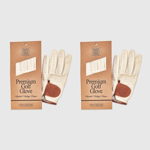 Modest Vintage Player Ltd PRO Cream Cabretta Leather Golf Glove - Mens R/H - (2-Pack) (Medium)