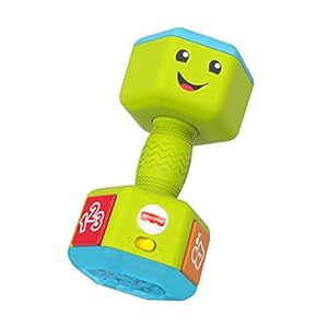 Fisher-Price Laugh & Learn Countin’ Reps Dumbbell – UK English Edition, musical rattle toy with learning content for…