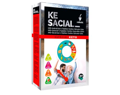 Novadiet - KESACIAL Cápsulas con HMB, Aceite de Coco y Café Verde - Coadyuvante en el Tratamiento del Sobrepeso y la Obesidad - 30 Cápsulas Vegetales