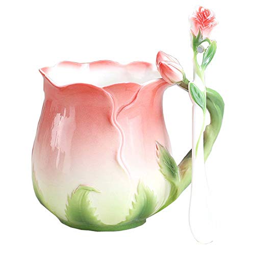 FirstDecor Rose Shaped Mug | Novelty Coffee Tea Ceramic Cup