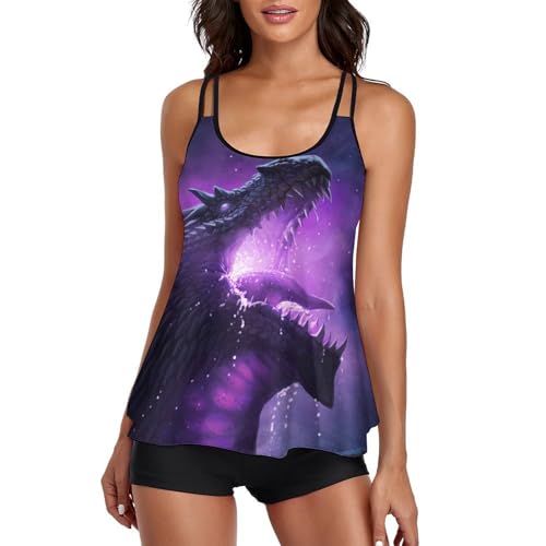 Maillot de bain tankini femme imprimé dragon robe de plage pour vacances aux tropiques