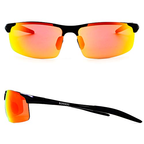 RONSOU Mens Sunglasses Polarized Sport UV Protection Ultralight Al Mg Sunglasses for Men Fishing Driving Golf2
