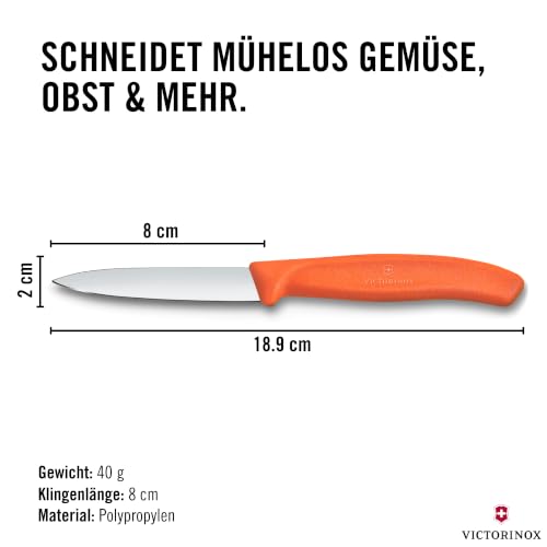 Victorinox Swiss Classic Schäl- und Gemüsemesser-Set, 2tlg, 8 cm, Orange – Ansicht 3