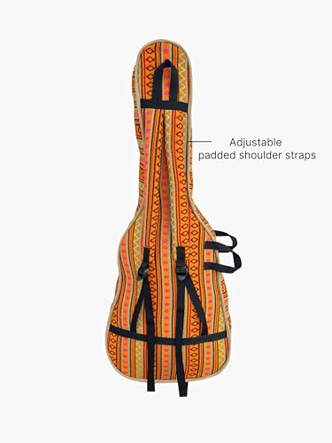 Image of The House of tara Ethnic Handloom Fabric Acoustic Guitar Bag Cover for Men and Women | Modern Guitar Case |100% Cotton Lining | Adjustable Straps | Padded Protection | Zip Pockets | Multicolor