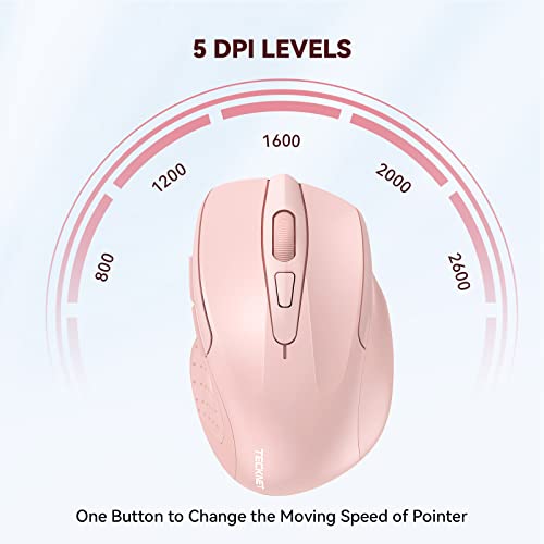 Tecknet Wireless Mouse, 2.4G Ergonomic Optical Mouse, Computer Mouse For Laptop, Pc, Computer, Chromebook, Notebook, 6 Buttons, 24 Months Battery Life, 2600 Dpi, 5 Adjustment Levels #TOP1