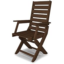 Polywood Outdoor Furniture Captain Dining Chair, Mahogany-Recycled Plastic Materials