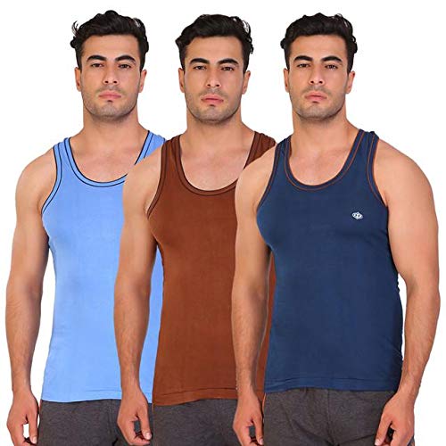 Image of T T Men Solid Caption Dyed Vest Pack of 3