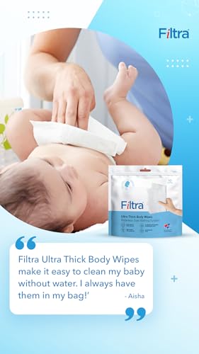 Image of Filtra Ultra Thick Body Wipes | Pre-Moistened & Extra Large for Body Sponging, Bed Bath & Post-Workout Freshness | Mildly Scented | Re-Sealable Zip Lock Pouch of 10 (Pack of 1)