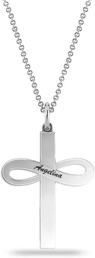 LeCalla 925 Sterling Silver Personalized Cross Necklace for Women Teen
