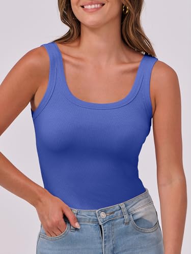 Image of ANRABESS Womens Sleeveless Scoop Neck Tank Top Ribbed Fitted Summer Basic Slim Cute Tops 2026