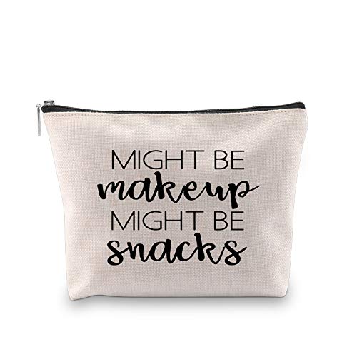 Novelty Cute Makeup Cosmetic Bag Might Be Makeup Might Be Snacks Gift Funny Travel Bags Pouch Toiletry Make-Up Case For Best Friends Girls(MAKEUP SNACKS)