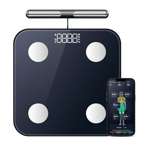 The Body Pod Smart Scale: 8-Electrode Digital Bathroom Scale with 40+ Measurements Across Weight, Fat, BMI, Muscle Mass - Full Body Composition, 400 lbs Limit, 4xAAA Batteries Included