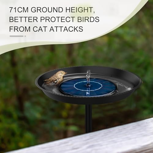 efuturetime Vogeltränke Stehend Groß aus Metall mit Löcher φ 30 x 90 cm, Vogeltränke Spieß Garten mit Höhenverstellbar Ständer Vogelbad Futterstelle für Outdoor Balkon, Schwarz