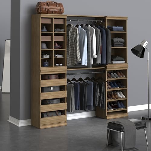 ClosetMaid Modular Storage Organizer Kit Includes; (1) 12-Shelf Unit with Dividers, (1) 4-Drawer Unit, (1) Shoe Shelf Unit, (1) 3-Shelf Unit, and (2) Hang Rod Shelf Units, Sand - Image 4