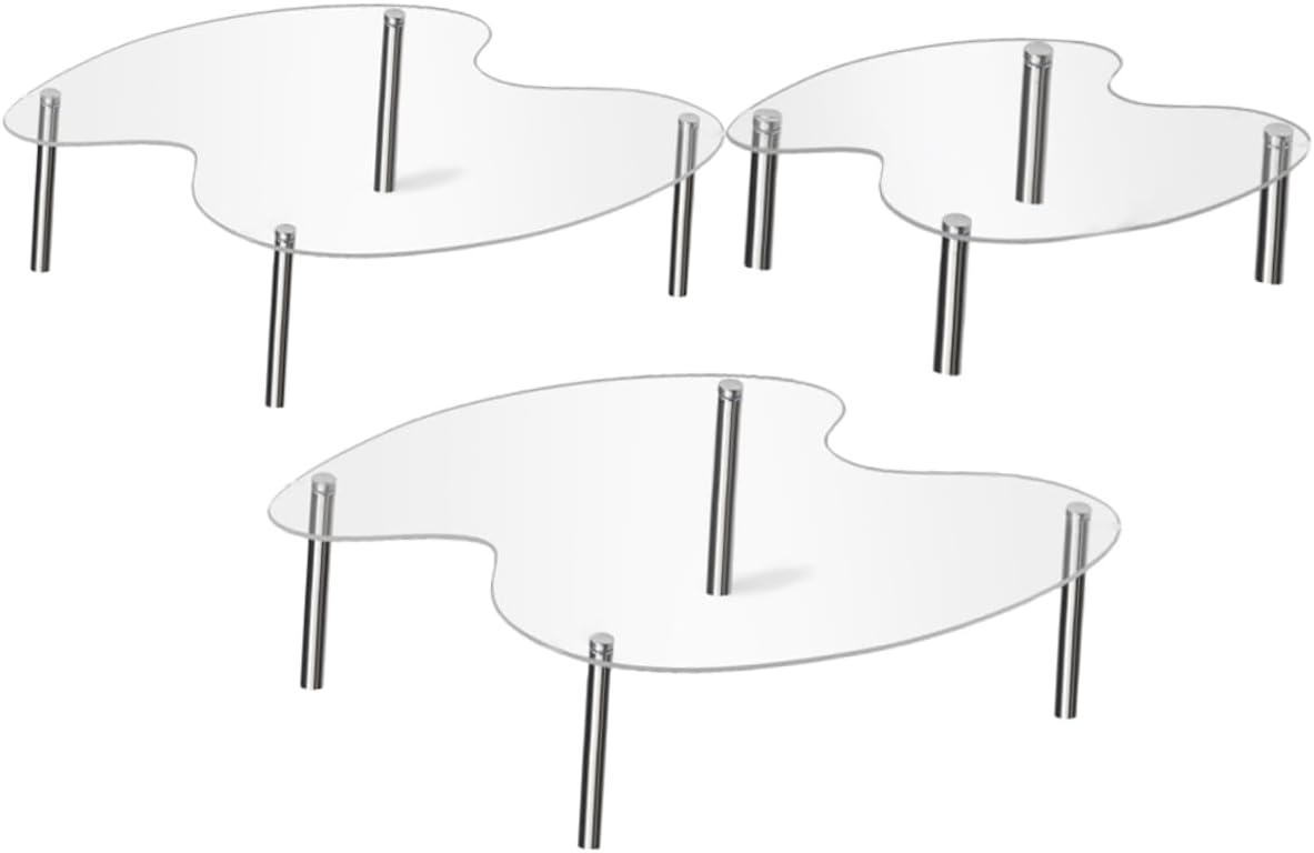 3pcs Acrylic Display Stand for Dolls Perfumes and Desserts Transparent Cake Stand Organizer for Party and Home Decor for Collectibles and Makeup Storage