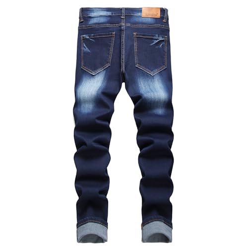 JUNBAOSS Men's Slim Fit Jeans Stretch Ripped Skinny Jeans for Men, Fashion Straight Leg Comfort Flex Waist Casual Pants2