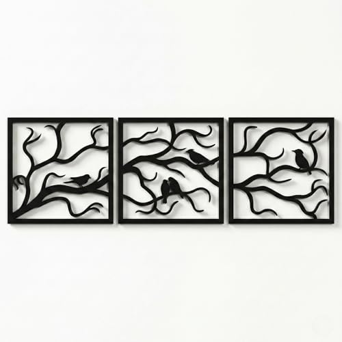 DEKADRON Metal Wall Art, Birds on Branch 3 Pieces, Metal Tree Wall Art, Tree Sign, Metal...