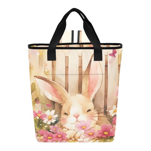 Bokkoy Rabbit in Garden Insulated Cooler Bag with Ice Pack?Large Capacity Waterproof Thermal Lunch Bag?Reusable Cooler Bags for Picnic, Travel