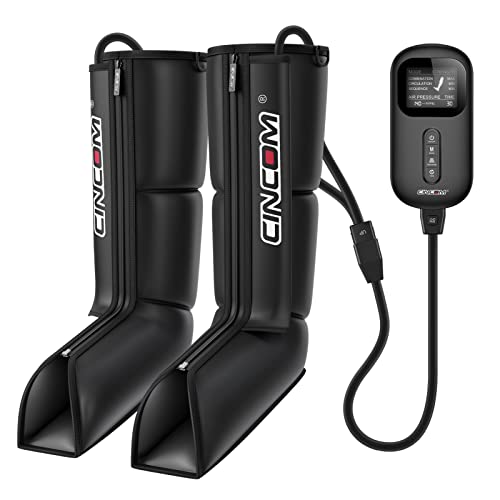 Image of CINCOM Leg Massager for Circulation and Pain Relief,Corded Electric,Air Compression Boots Helpful for Relaxation,Swelling and Edema Gifts for Mom and Dad Athletes Recovery,Black