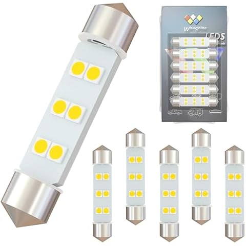 Wiseshine DC 12V 44mm 569 Led Bulb Natural White 578 212-2 561 LED Festoon Bulb for Automotive Interior Reading Map Glove box Lights (Pack 6) Cover