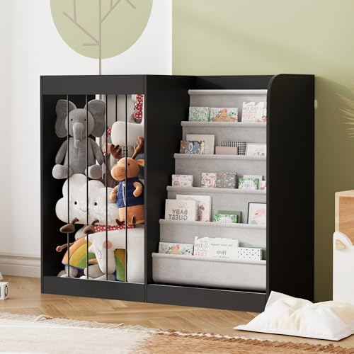 Image of NACHES 5-Tier Kids Bookshelf Toy Storage Net Holder Sling Black