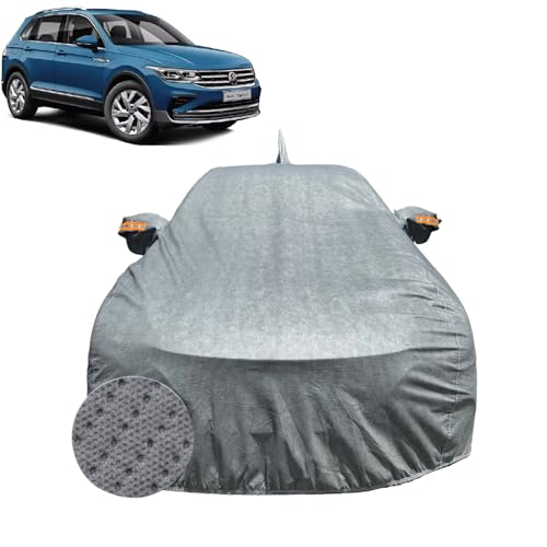 Image of Car Cover Compatible For Volkswagen Tiguan (2017-2026) | 100% Waterproof Cover with Antenna & REFLECTIVE Mirror Pockets | Dustproof, Scratchproof, Heatproof Car Cover |Soft Cotton Lining|GREY
