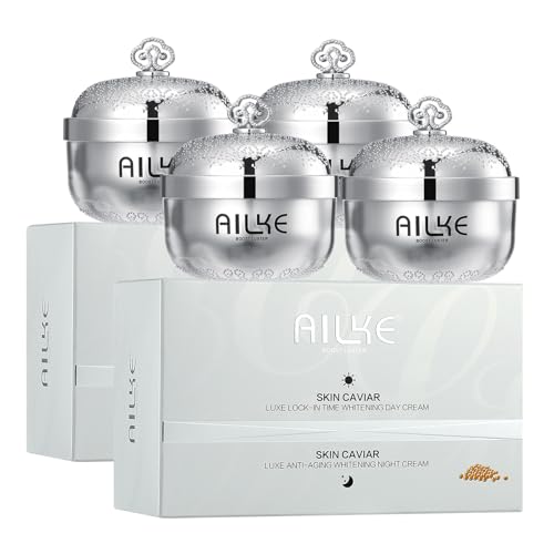 AILKE - Crema blanqueadora hidratante facial con extractos de caviar, crema antienvejecimiento para reducir las manchas del envejecimiento, arrugas, líneas finas, con hialuronato de sodio, colágeno,