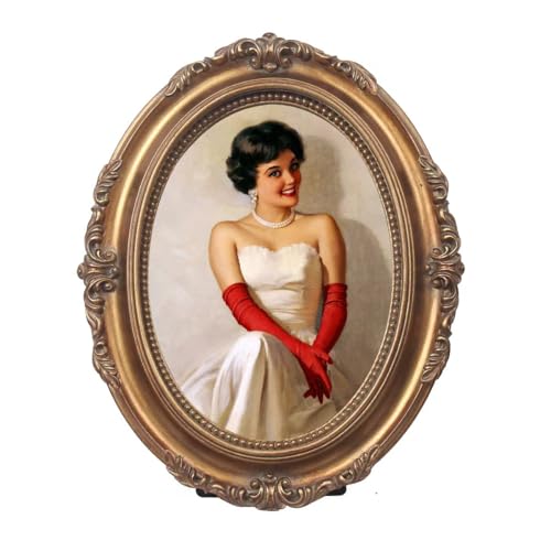 FR PARAFAYER Oval-Shaped Vintage Photo Frame with Gilded Ornate Patterns Exuding Timeless Elegance Wall and Tabletop Victorian Frame (Gold 2.5x3.5)