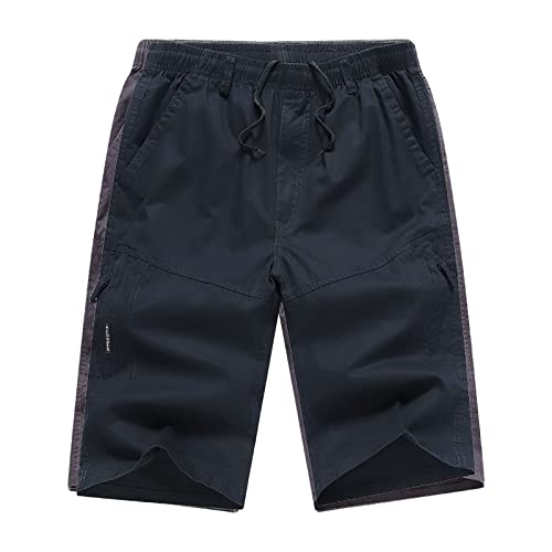 Pantalones Cortos Deporte Chica Capris, Pantalones Cargo Finos de Verano para Hombre, Pantalones Casuales Grandes de Playa, Pantalones Sueltos para Hombre, Ropa para Hombre Shorts (Dark Blue, XXXXXL)
