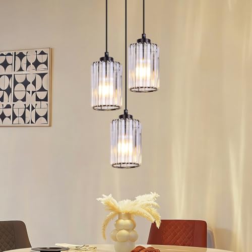 ZMH Pendelleuchte Esstisch Hängelampe Kristall - Hängeleuchte 3 Flammig Modern E27 Esstischlampe Hängend Pendellampe Wohnzimmer Esszimmerlampe Höhenverstellbar für Küche Esszimmer (ohne Leuchtmittel)