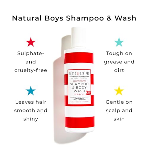 Spots & Stripes, Clean Team Shampoo & Body Wash for Boys Multi-Tasking Kids Body Wash Leaves Skin and Hair Clean - Image 3