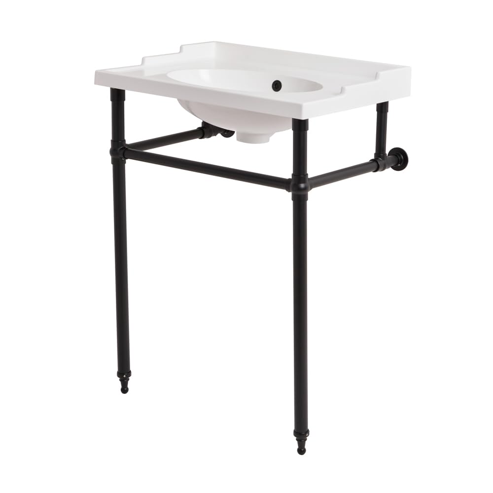 Milano Black Elizabeth 630Mm X 470Mm Bathroom Basin Sink - Washstand