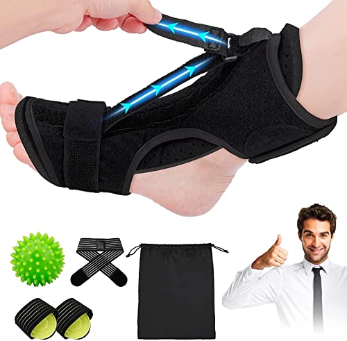 Plantar Fasciitis Relief Set,Homcary 2022 Upgraded Black Plantar Fasciitis Night Splint Adjustable Achilles Tendonitis Support Arch Foot Ankle Pain Drop Drop Brace for Plantar Fasciitis Splint Night