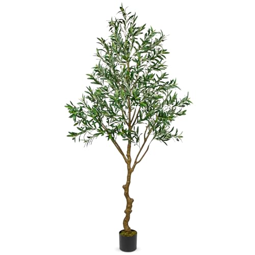 Oairse 210 cm olivo artificial planta artificial plantas artificiales grandes plantas artificiales plantas falsas plantas de plástico en maceta, árbol artificial como real para decoración del hogar