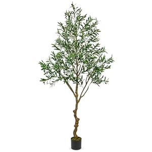 Oairse 210 cm, olijfboom, kunstplanten, grote kunstplanten, kunstplanten, nep plastic planten in pot, kunstboom, als echt voor woondecoratie, kamerdecoratie, slaapkamerdecoratie