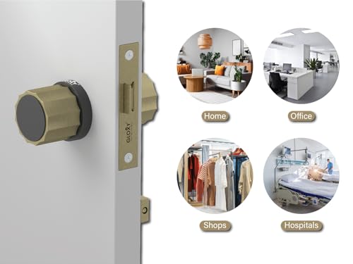 Image of Gloxy Mortise Keyless Lock Handle for Mortise Baby Latch Main Door Lock Store Room Without Key Pull Handle Set with Brass Baby Latch for Home |Antique & Black Finish (2 Years Warranty, Pack of 1)