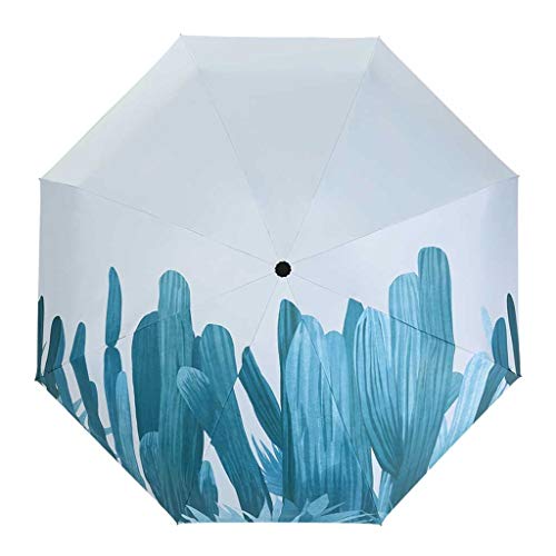 ZEZHOU Paraguas automático Completo, protección Solar a Prueba de Viento y Lluvia Protección UV Paraguas Triple UPF50 + (Cactus)