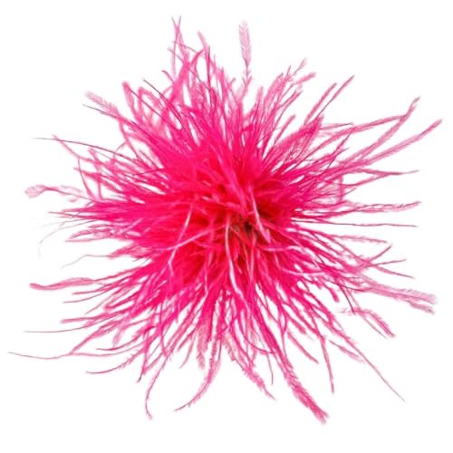 Image of Watermelon Red Feather Brooch Feathers Corsages for Party Wedding Dress Decorations Ostrich Feather Hair Clip Lapel Pins Headwear Hairpin Hairband for Women Girl