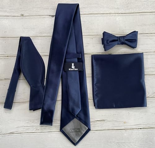 Image of KissTies 6PCS Satin Pocket Square Plain Color Handkerchief Gift Set