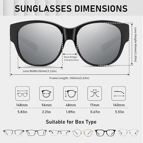 Image of HAOLOTA Fit Over Glasses Sunglasses for Women Polarized | Over Glasses Sun Glasses, UV400 Polarized Lens, Trendy Cat Eye Sunglasses, Lightweight and Flexible, Driving, Daily Use