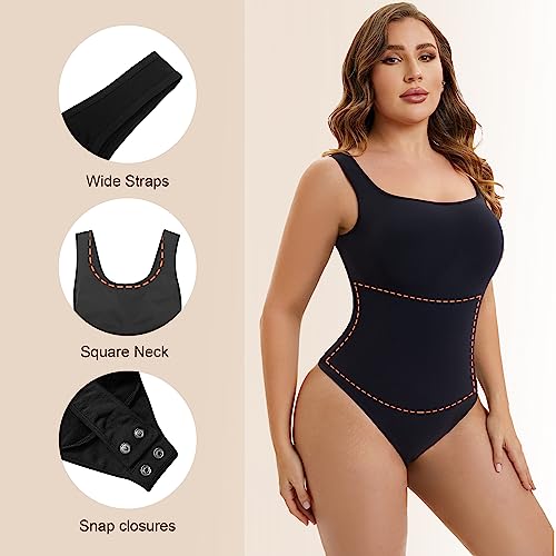 Shaperx Bodysuit For Women Tummy Control Shapewear Sleeveless Seamless Sculpting Thong Body Shaper,Sz5238-Black-4Xl/5Xl #TOP5
