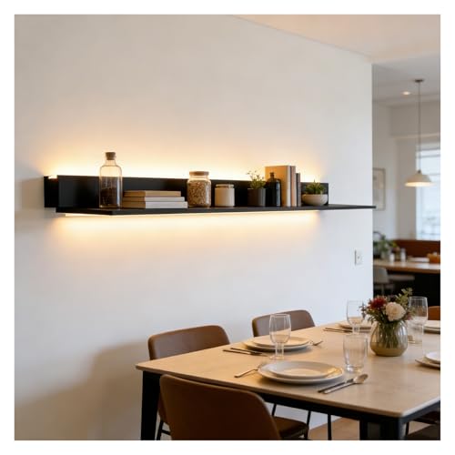 Étagère murale en métal à lumière LED pour créer une ambiance bar et salon moderne
