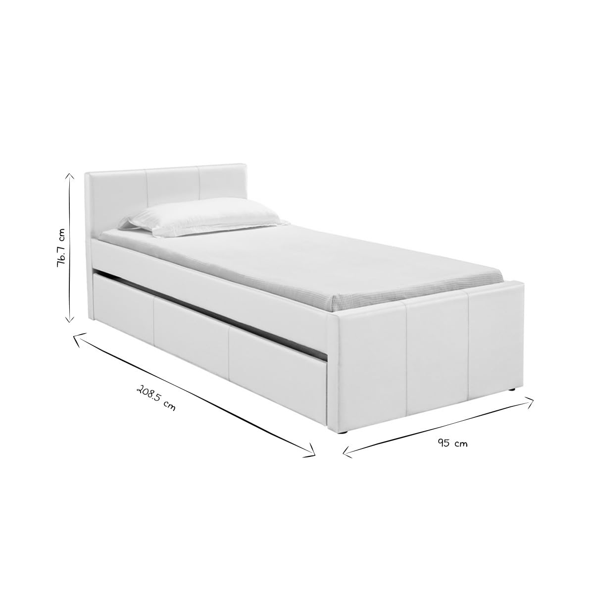 Miliboo Lit gigogne Blanc Mat 90x190 cm Macco