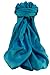 Pashmina & Silk Varanasi 100% Silk Long Scarf Heritage Range Kavita Blue