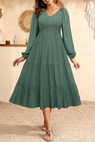 Image of Pinup Fashion Maternity Summer Dress Baby Shower Easter Pregnancy A-Line | Smocked V-neck, flutter sleeves, breathable floral fabric, bump friendly, perfect for photoshoot, spring casual,postpartum