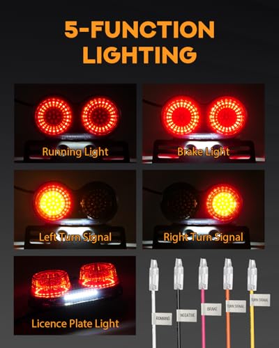 Image of PBYMT Enhanced Motorcycle Tail Light, Break light Running Lights, IP67 Waterproof Turn Signals with License Plate Bracket Compatible with Street Bike Cruiser Chopper Bobber (Smoke, 108 LEDs)