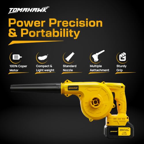 Image of TOMAHAWK TCB-20A 20V Cordless Air Blower (No Battery & Charger) | 20,000 RPM | 150 km /h Air Speed | 125 CFM Air Flow | 100% Copper Motor | Compact Electric Blower for Cleaning Home, Car & Workshop
